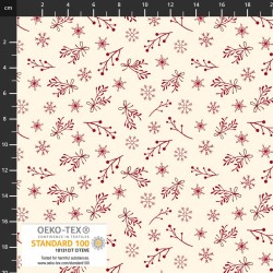 Xmas - Snowflakes, Holly - WHITE/RED