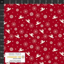 Xmas - Doves-Hearts & Snow Flakes - RED/WHITE
