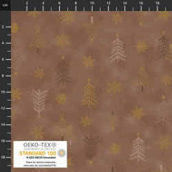 Xmas - Trees and Snowflakes - BROWN/GOLD