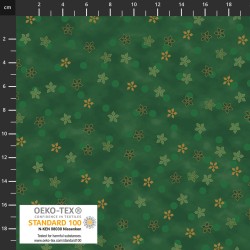 Xmas - Dots and Flowers - GREEN/GOLD