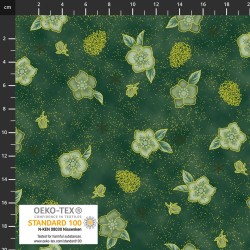 Xmas - Poinsettia And Pine Cones - GREEN/GOLD