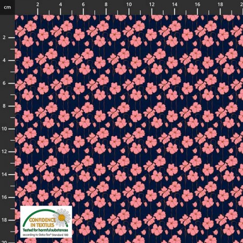 Avalana Cotton Poplin 150cm Wide Flower Field - BLACK