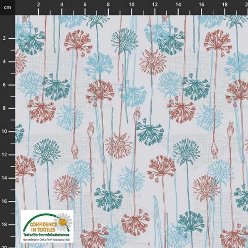 Flowers and Roots - LT GREY/TEAL