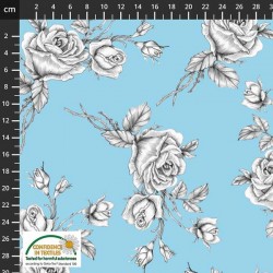 Avalana Sweat 150cm NonBrushed - Floral - SKY BLUE