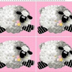 Panel - Lal the Lamb  Fat Qtr Sheep 90cm - PINK