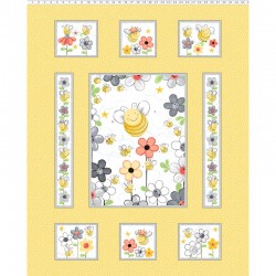 Sweet Bees Quilt Panel 90cm - YELLOW