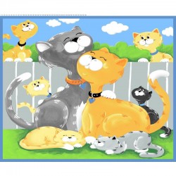 Kitty the Cat Playmat Panel 90cm - SKY BLUE
