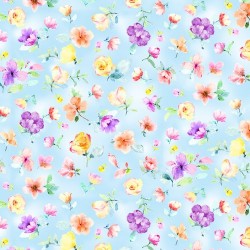 Watercolour Spring Florals and Buds - BLUE