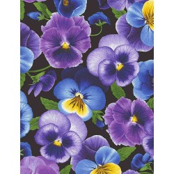 Large Pansies - BLACK