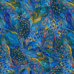 Digital - Peacock Feathers - BLUE