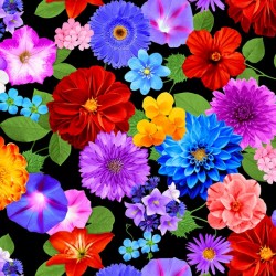 Digital - Vibrant Florals - BLACK