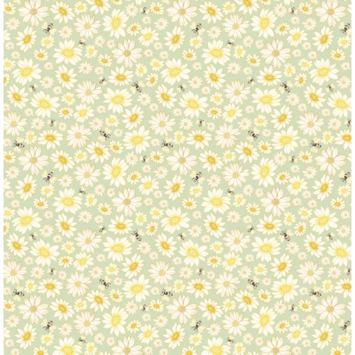 Bees in Flowers - SAGE/CREAM/YELLOW