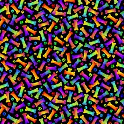 Digital - Rainbow Dog Bones - BLACK