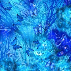 108" Wideback Bright Night Butterflies Royalty - TURQUIOSE
