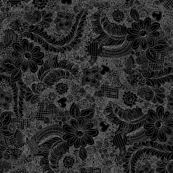 108" Wideback Doodle Floral - JET