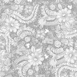 108" Wideback Doodle Floral - WHITE