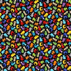 Digital - Mini Colourful Cats - BLACK