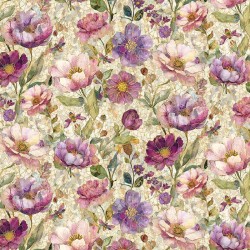 Floral On Mosaic (Digital) - BEIGE