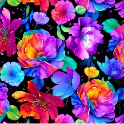 Large Floral On Black (Digital) - BLACK