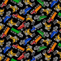 Tossed Construction Trucks (Digital) - BLACK