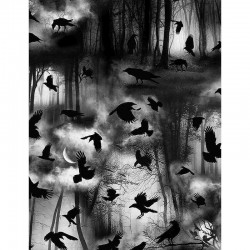 Ravens Flying in the Night - CHARCOAL