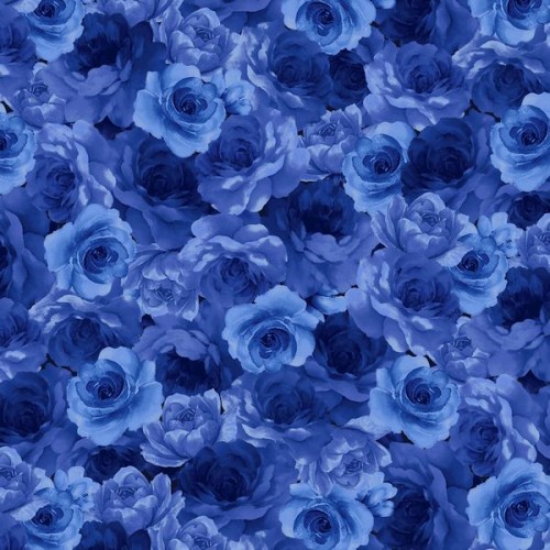 Packed Medium Blue Flowers - NAVY