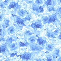 Packed Medium Blue Flowers - WHITE