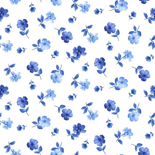 Tiny Blue Flowers - WHITE