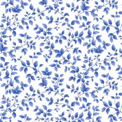 Tiny Blue Flower Leaves - WHITE