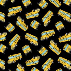 Tossed Yellow School Buses - BLACK