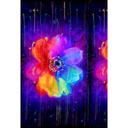 Panel - Bright Paint Drip Flower 60cm - BLACK