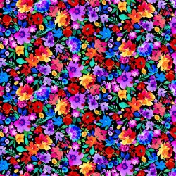 Ditsy Bright Painted Florals - BLACK