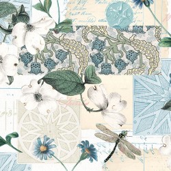 Vintage Florals on Postcards - CREAM