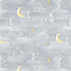Bunnies and Little Ones with Moons - GREY