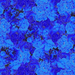 Large Packed Metallic Floral - BLUE