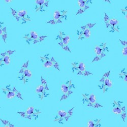 Tossed Blue Small Florals - TURQ