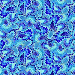 Abstract Cloisenne Feathers - BLUE