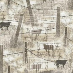 BARBED WIRE WITH COWS - BEIGE