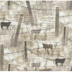 BARBED WIRE WITH COWS - BEIGE