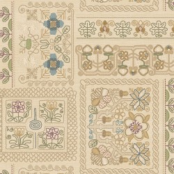 108" Wideback - Crewel Patchwork - CREAM
