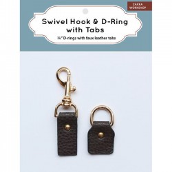 Swivel Hook+D Ring with Tabs - GOLD-DARK BROWN